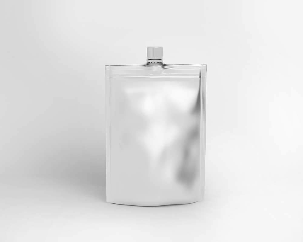 Metallic Stand-up Pouch Placed in a Plain Scene in Front View Mockup