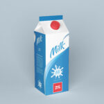 Milk Carton Standing in the Half-side View Mockup