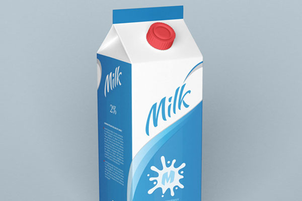 Milk Carton Standing in the Half-side View Mockup