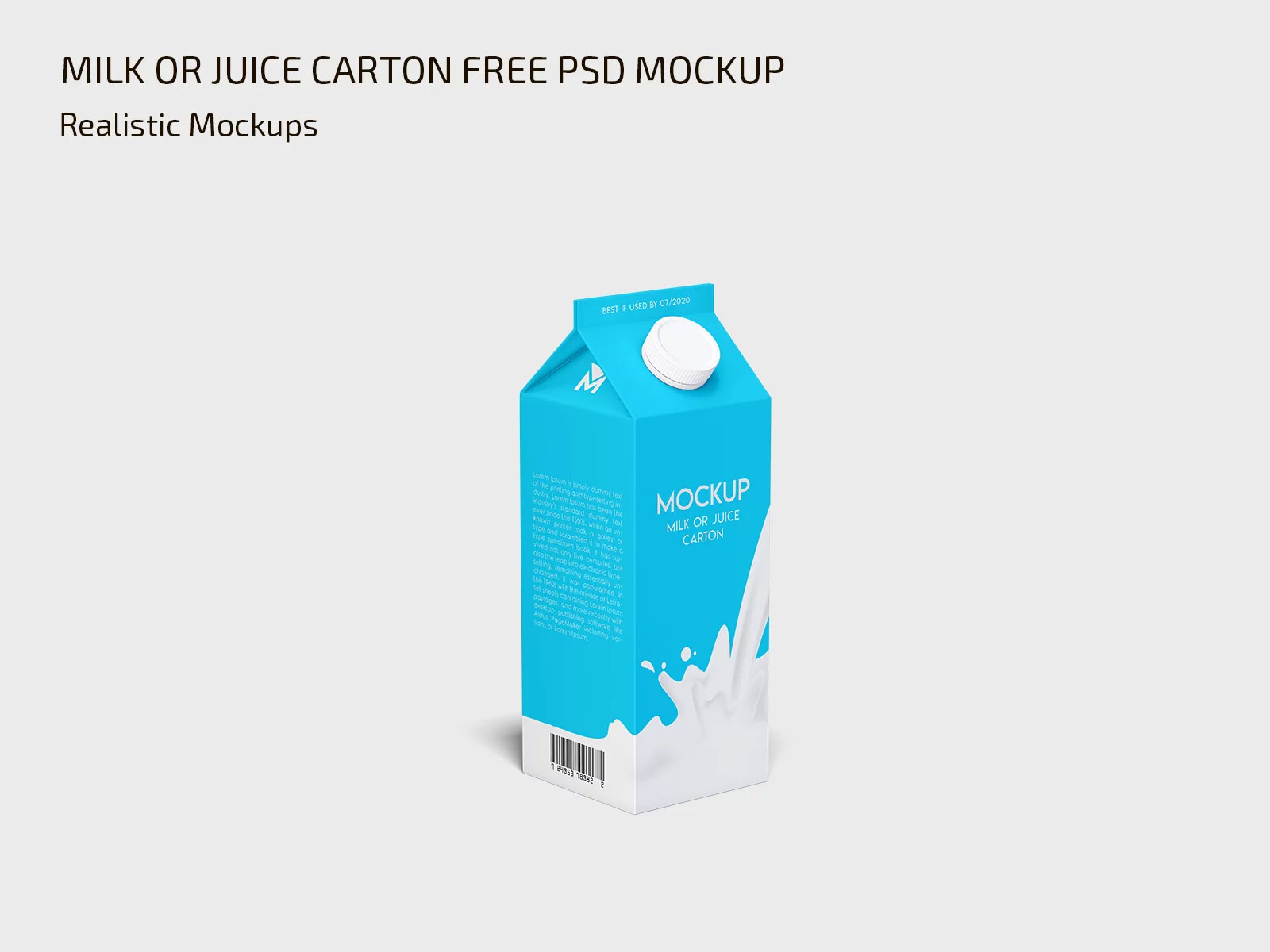 Free Milk Juice Carton Mockup PSD Template