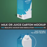 Milk / Juice Carton Mockup in the Half-Side View