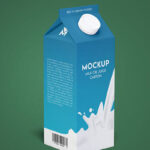 Milk / Juice Carton Mockup in the Half-Side View