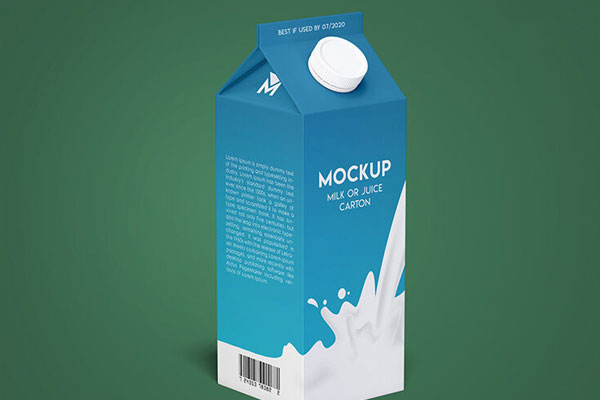 Milk / Juice Carton Mockup in the Half-Side View