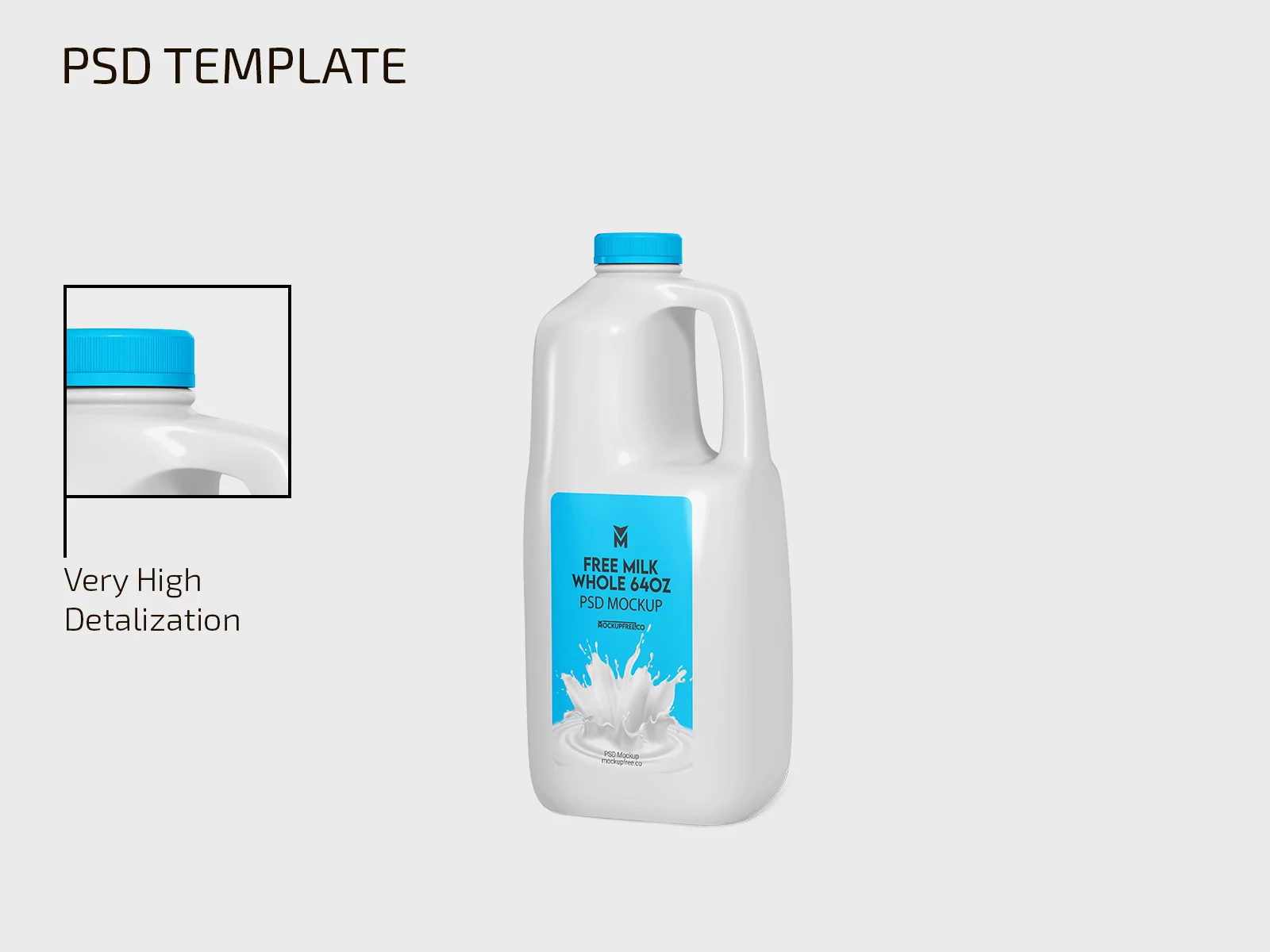Free Milk Whole 64oz Mockup PSD Template