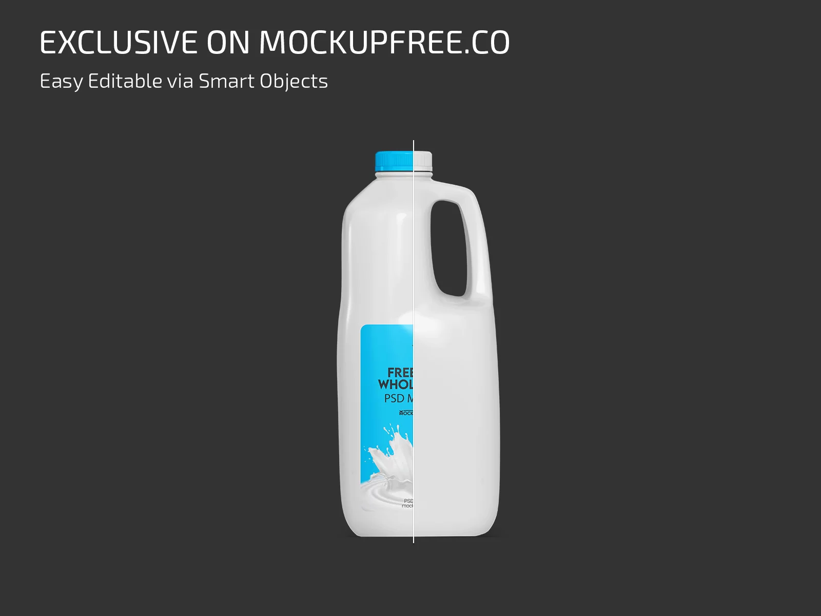 Free Milk Whole 64oz Mockup PSD Template