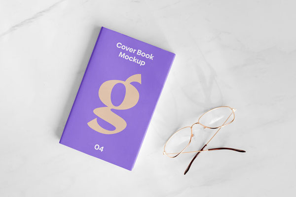 Mini Book Mockup with a Glasses