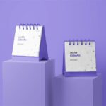 Mini Desk Calendar Mockup in 4 Different Views