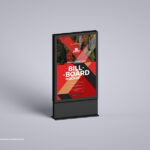 Minimal 3/4 View Advertising Billboard Stand Mockup