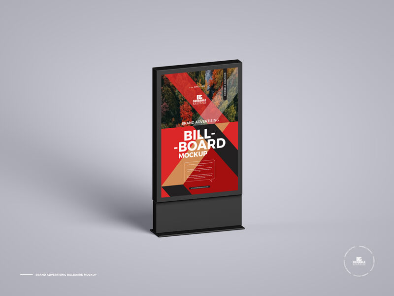 Minimal 3/4 View Advertising Billboard Stand Mockup