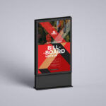 Minimal 3/4 View Advertising Billboard Stand Mockup