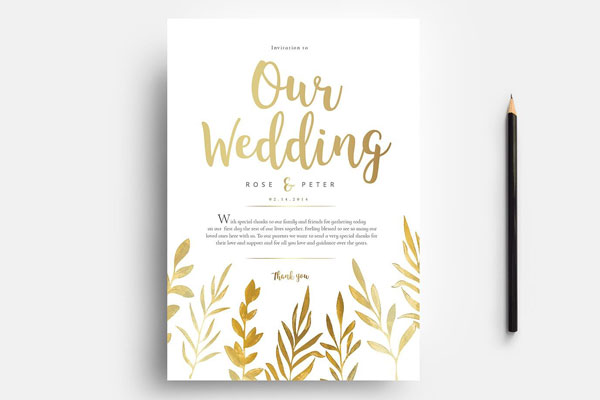 Minimal, Boho Watercolor Wedding Template Featuring Bonus Business Card