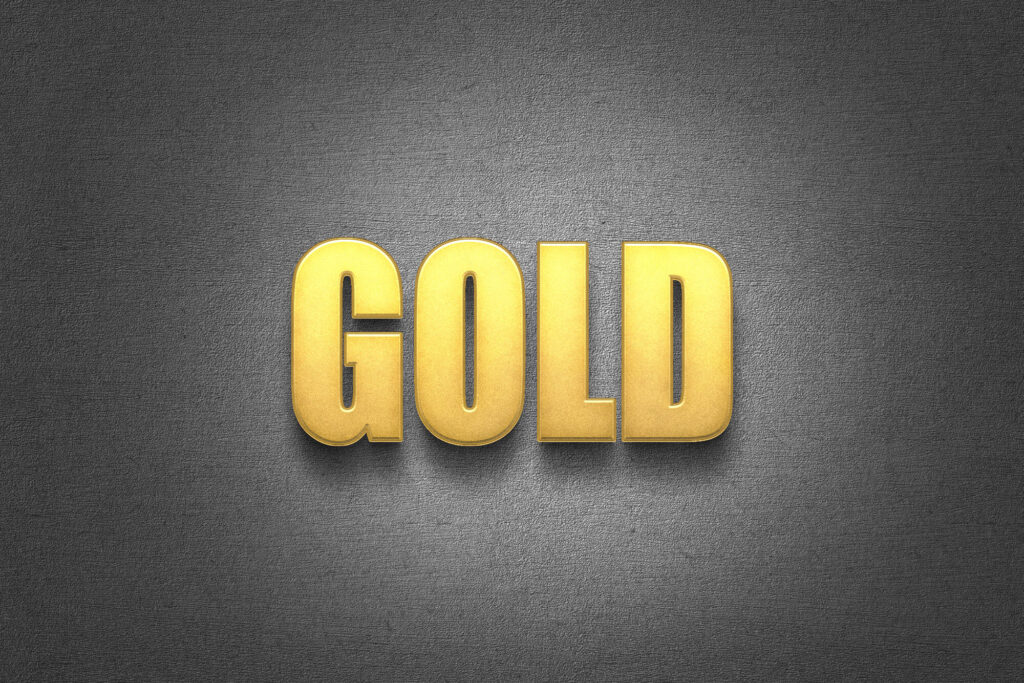 Minimal Bold Golden Logo Mockup / Text Effect with Shadows