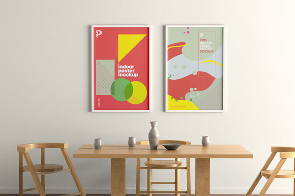Minimal Indoor Vertical Poster Frames Mockup
