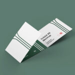 Minimal Mockup Featuring Half Open Tri-Fold Landscape Brochure