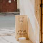 Minimal Outdoor Wood Stand Mockup