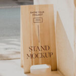 Minimal Outdoor Wood Stand Mockup
