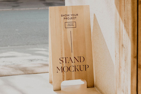 Minimal Outdoor Wood Stand Mockup