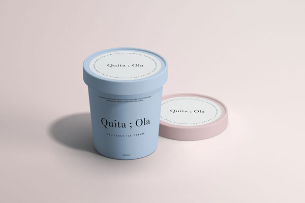 Minimal Paper Cup Ice Cream Package with Caps Mockup