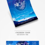 Minimal Sparkly Nightclub Party Flyer with Facebook Page Cover Template