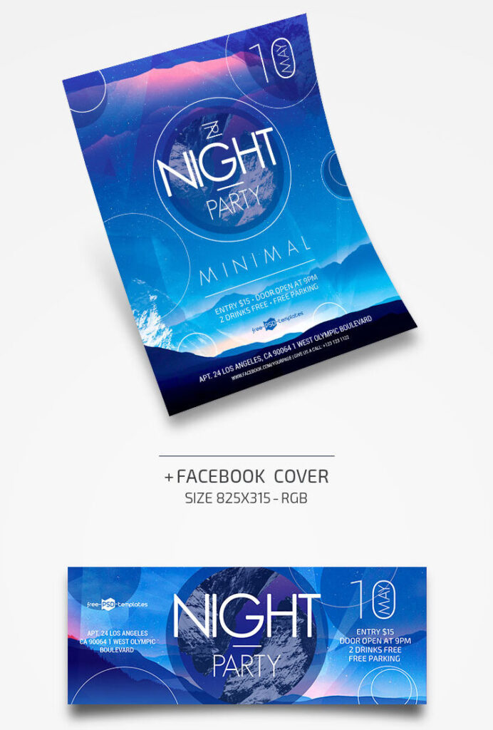 Minimal Sparkly Nightclub Party Flyer with Facebook Page Cover Template