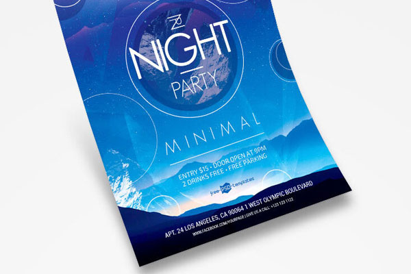 Minimal Sparkly Nightclub Party Flyer with Facebook Page Cover Template