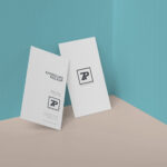 Minimal Wall Corner Vertical Business Cards Mockup