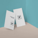 Minimal Wall Corner Vertical Business Cards Mockup