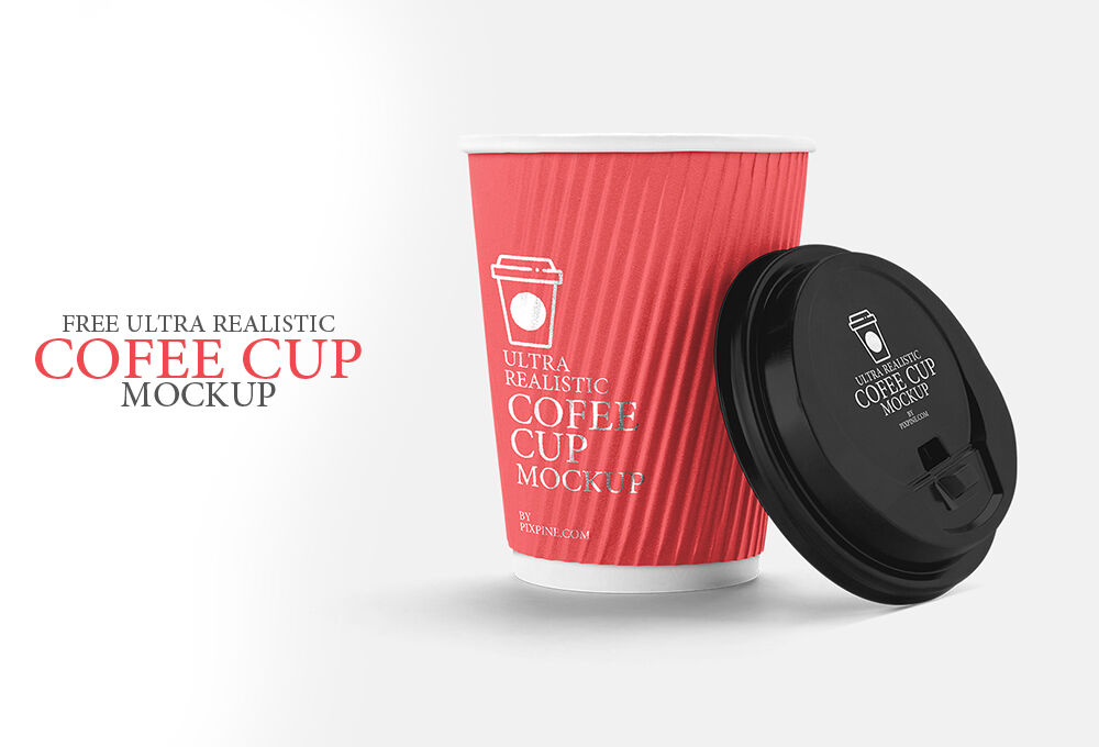 Minimalist 3/4 View Coffee Cup with its Lid Off Mockup