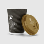 Minimalist 3/4 View Coffee Cup with its Lid Off Mockup