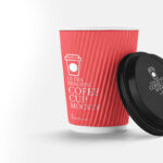 Minimalist 3/4 View Coffee Cup with its Lid Off Mockup