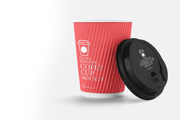 Minimalist 3/4 View Coffee Cup with its Lid Off Mockup