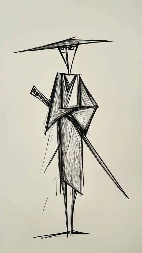 Minimalist Samurai Drawing