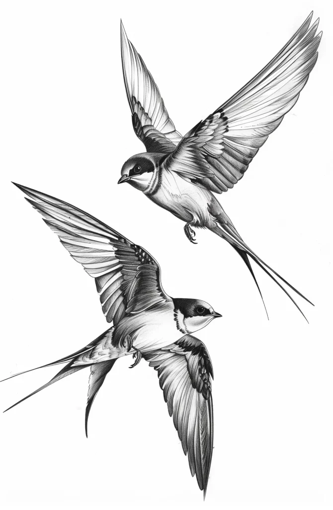 Minimalist Swallows in Flight
