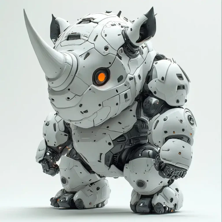 Minimalist Titanium Rhinoceros Robot
