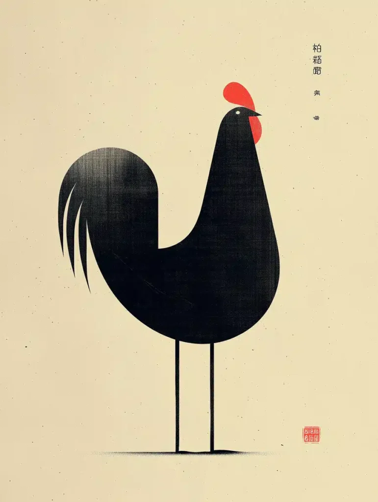 Minimalist Typography Rooster