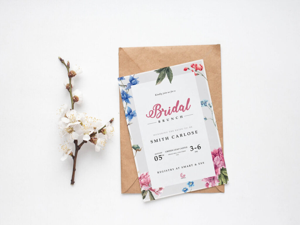 Minimalistic Floral Invitation Card Mockup
