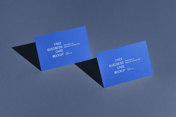 Minimalistic Mockup of Two Stand-up Business Cards with Strong Shadows