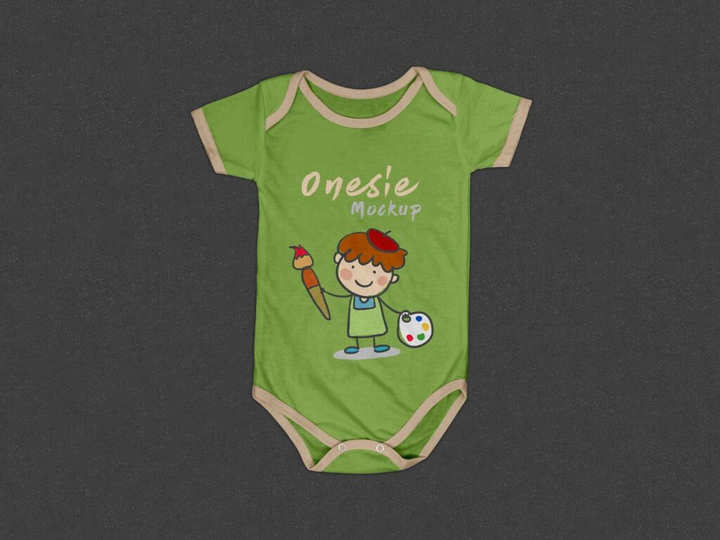 Minimalistic Top View Baby Onesie Flat Laid on Floor Mockup