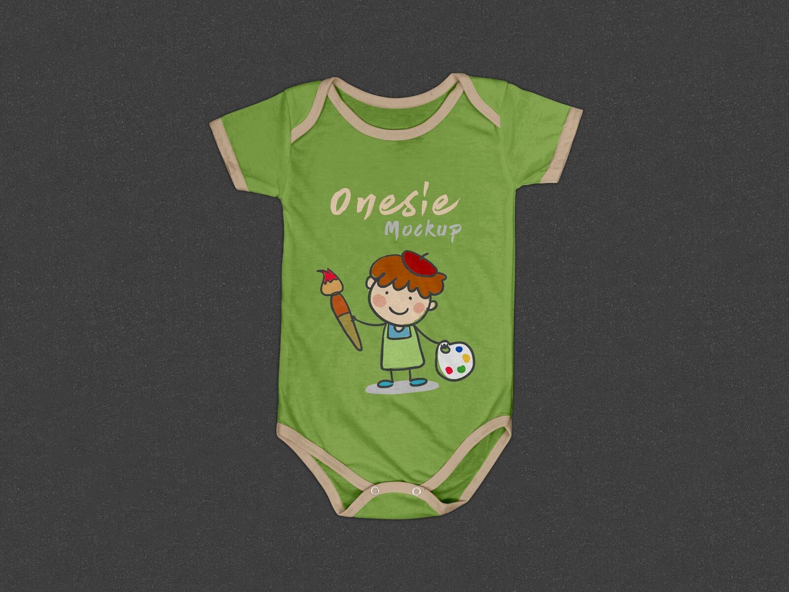 Minimalistic Top View Baby Onesie Flat Laid on Floor Mockup FREE PSD