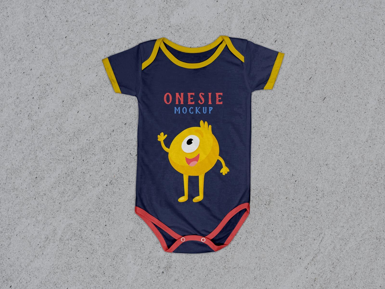 Minimalistic Top View Baby Onesie Flat Laid on Floor Mockup FREE PSD