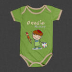 Minimalistic Top View Baby Onesie Flat Laid on Floor Mockup