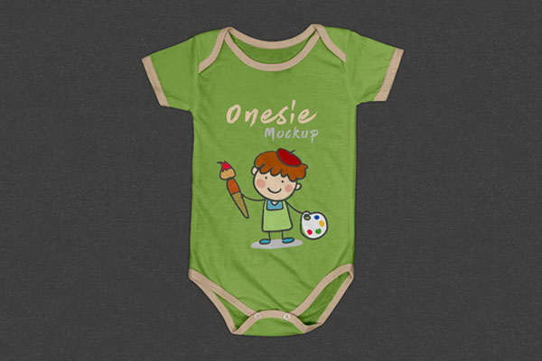 Minimalistic Top View Baby Onesie Flat Laid on Floor Mockup