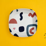 Minimalistic Top View Deep Square Plate on Floor Mockup