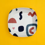 Minimalistic Top View Deep Square Plate on Floor Mockup