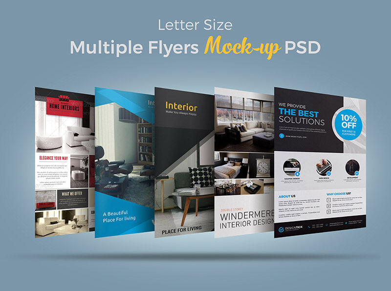 Mockup 7 Perspective View Multiple Flyers