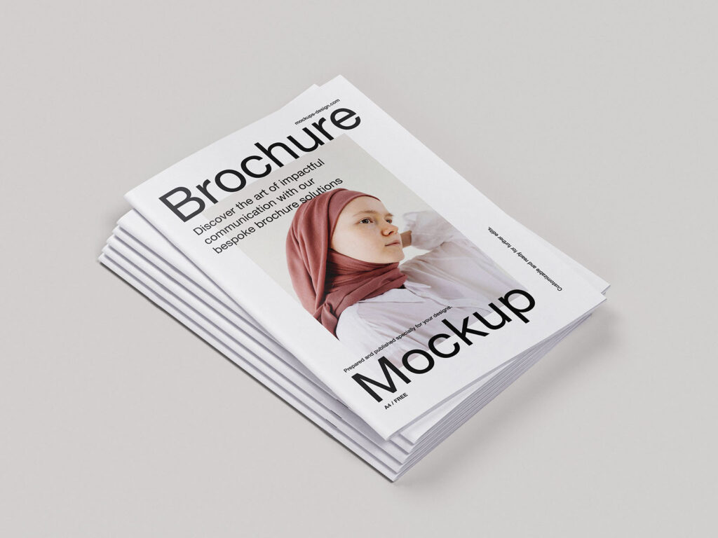 Mockup Bundle with 8 Close-up Shots of A4 Brochure