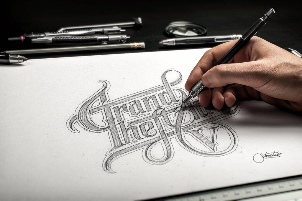 Mockup Displaying a Hand Drawing on a Sketchbook