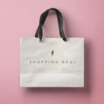 Mockup Displaying Big White Shopping Bag on a Pink Background