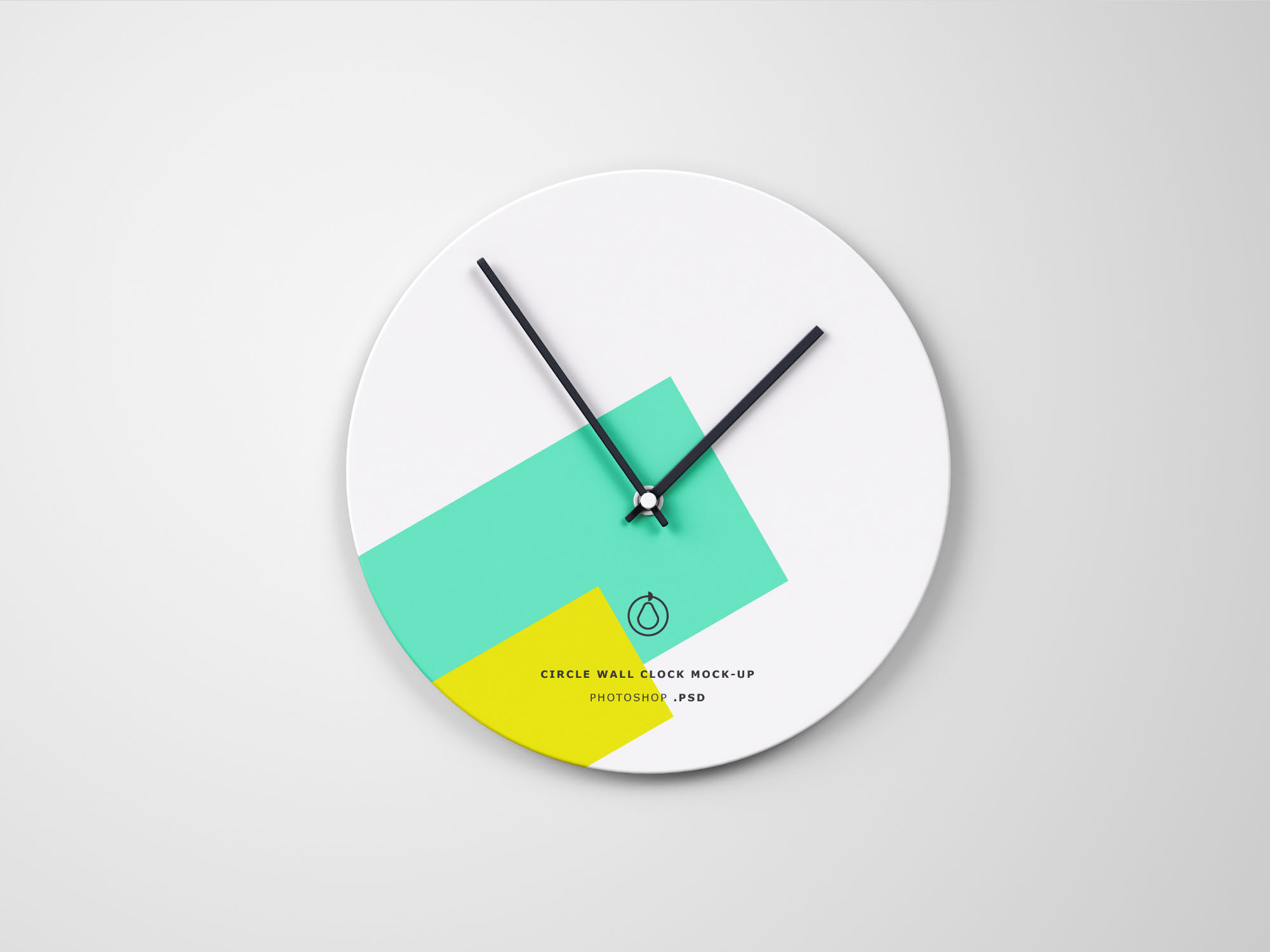 Mockup Displaying Circle Wall Clock with Rectangular Shapes FREE PSD
