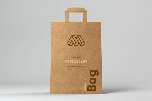 Mockup Displaying Front View of Shopping Paper Bag